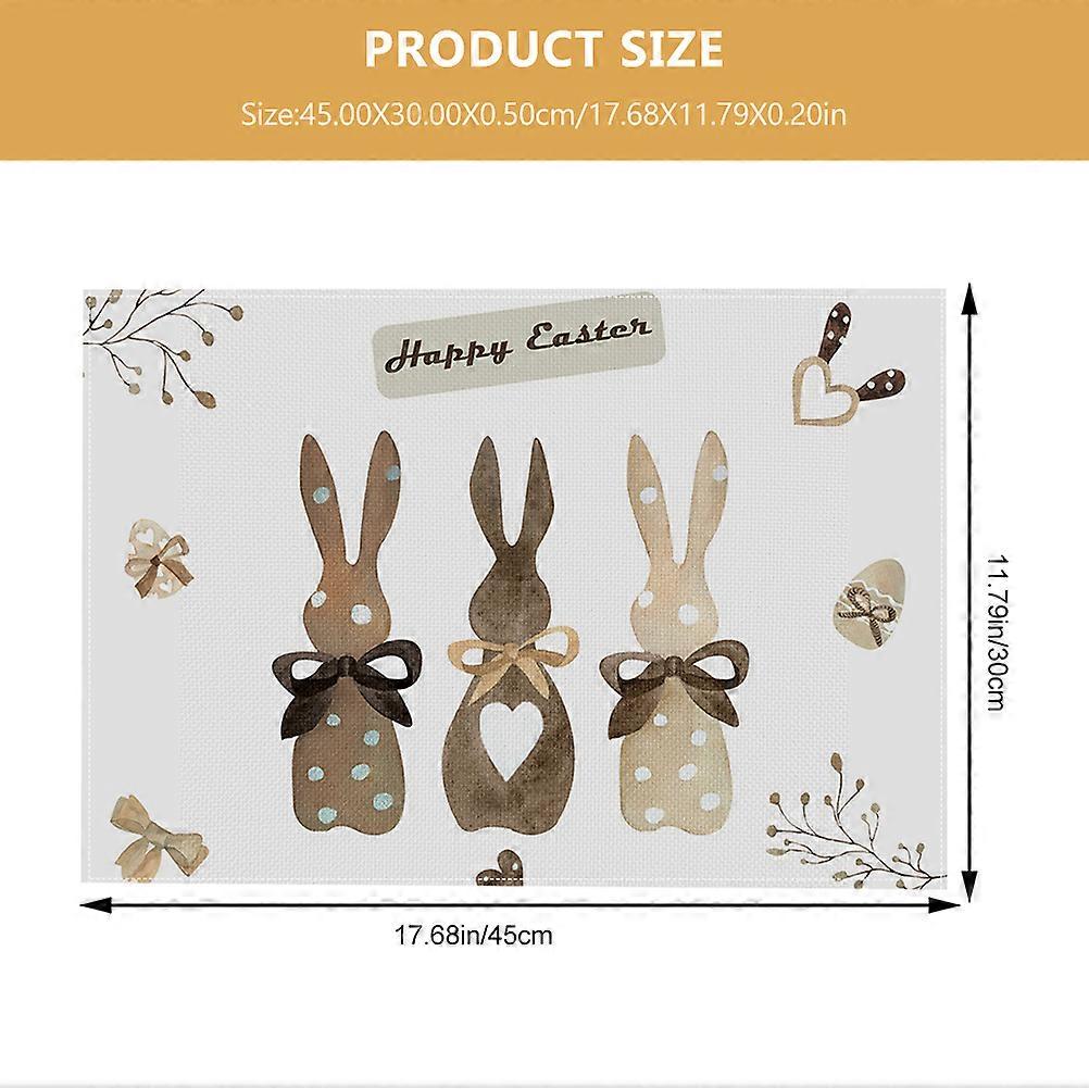 Multi Color Easter Rabbit Placemat for Dinner Table 2Pcs Cloth Fabric