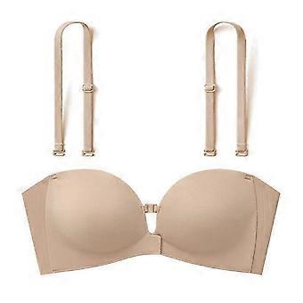 Womens Strapless Front Closure Bra Push Up Lift Bra Padded Add Cup Non Slip Anti-Slip Grip Removable Straps Wireless Supportive Seamless_ynap