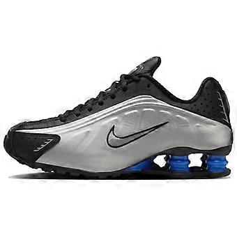 Nike Shox R4 synteettisestä nahasta, nahkaiset matalavartiset rento kaupunki- ja työmatkajuoksukengät naisille hopeanmusta AR3565-006