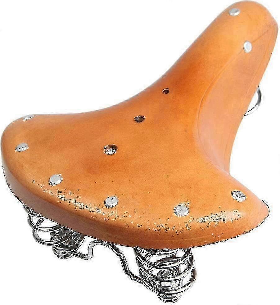 Cowhide Leather Spring Bicycle Saddle