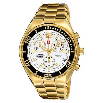 Swiss Military Quartz Analog Man Watch with Gold Plated Stainless Steel Bracelet 20030PL-2M
