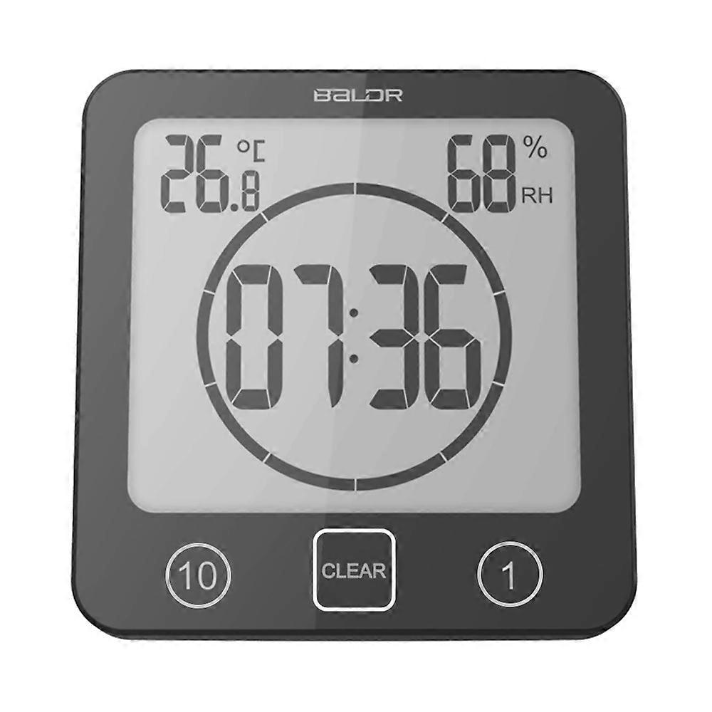 Waterproof Touchscreen Shower Clock With Temperature Humidity Display