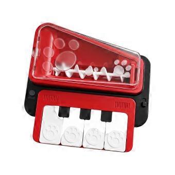 Piano-Style Sound-Playing Food Dispenser for Small to Medium Dogs and Cats, with Press-Controlled Food Release and a Clear Chamber  Red