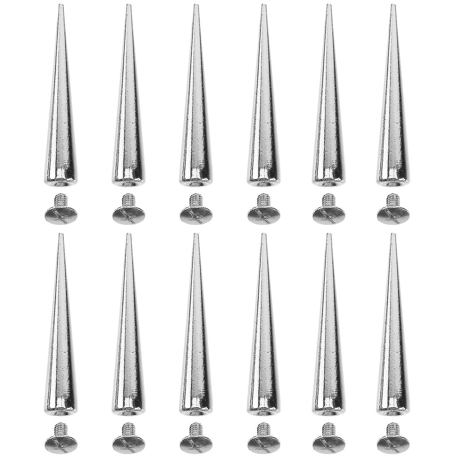 10pcs Solid Punk Bullet Large Spikes Metal Leather Rivets Diy Silver Cone Studs