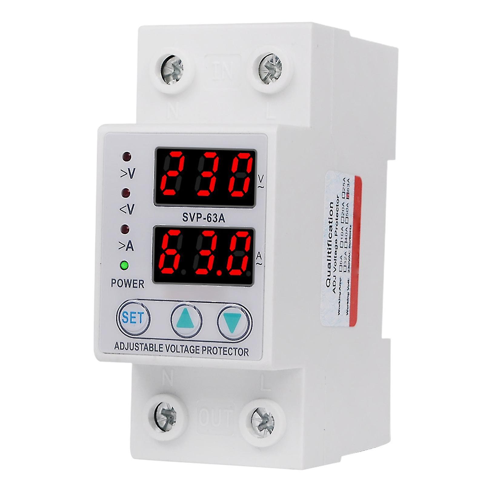 Svp63a 220v 63a Intelligent Recovery Voltage Protector Digital