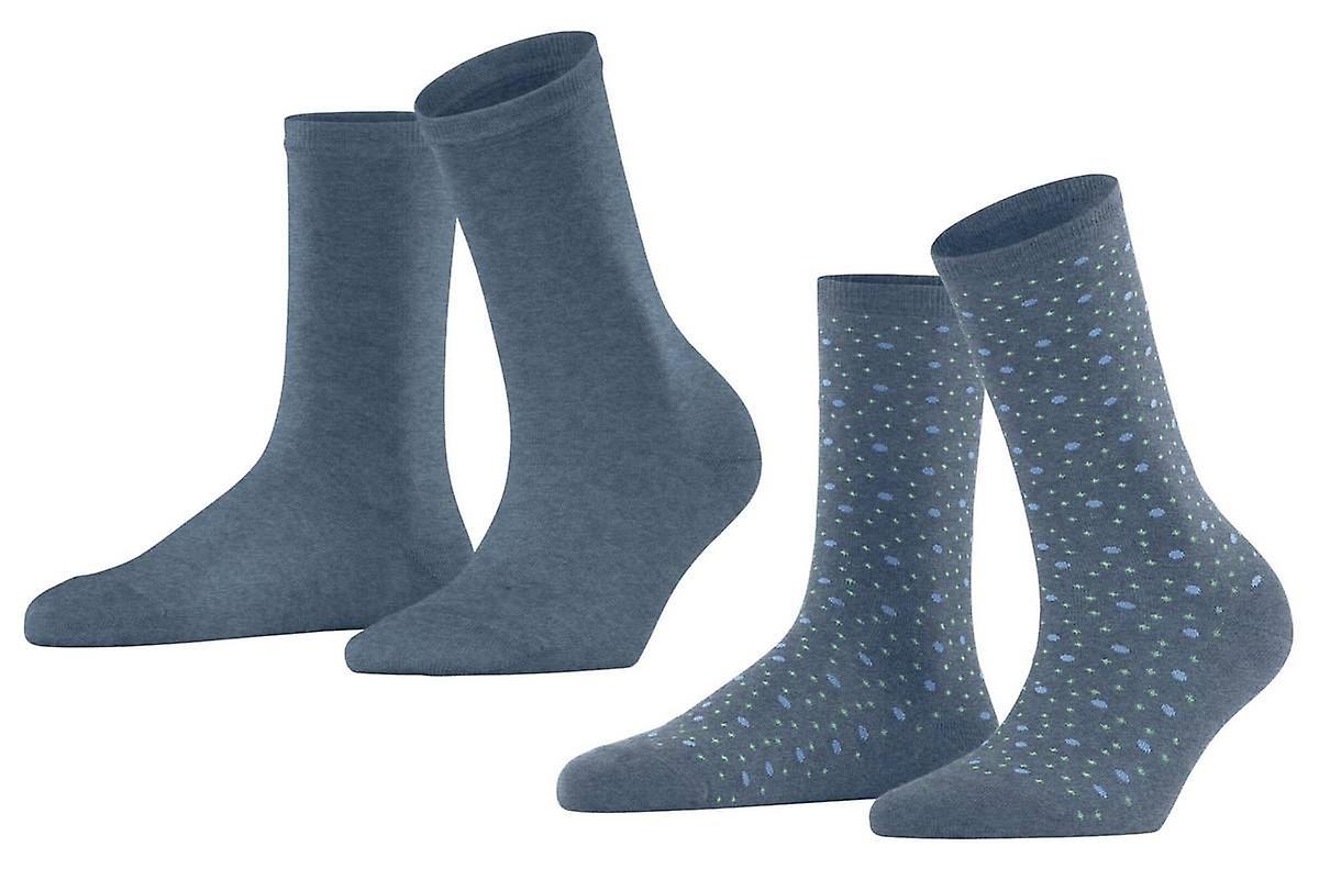 Esprit Playful Dot 2 Pack Socks - Light Denim Blue