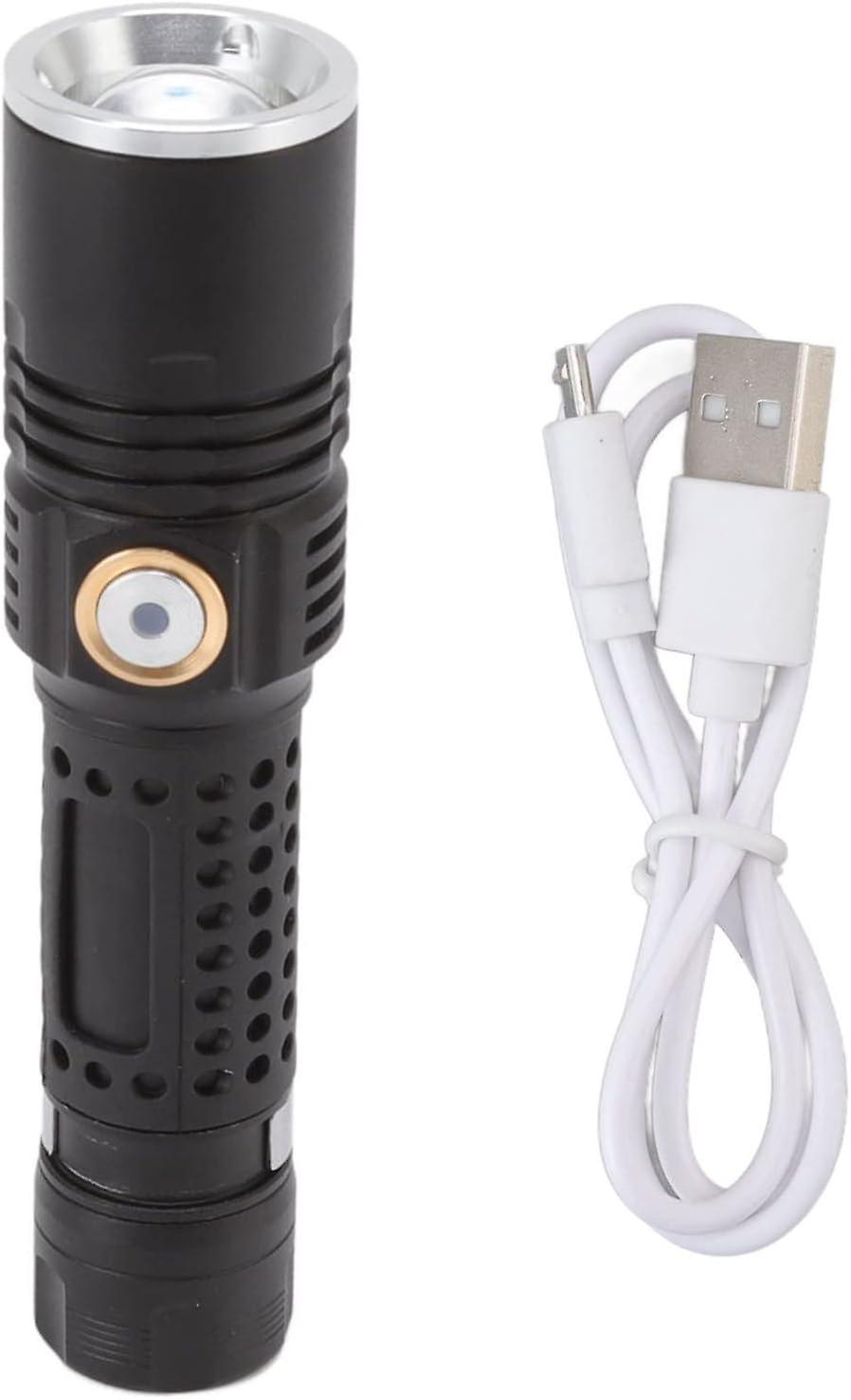 LED Flashlight 800LM 3 Lighting Modes Rotary Zoom USB Rechargeable Flashlight for Camping