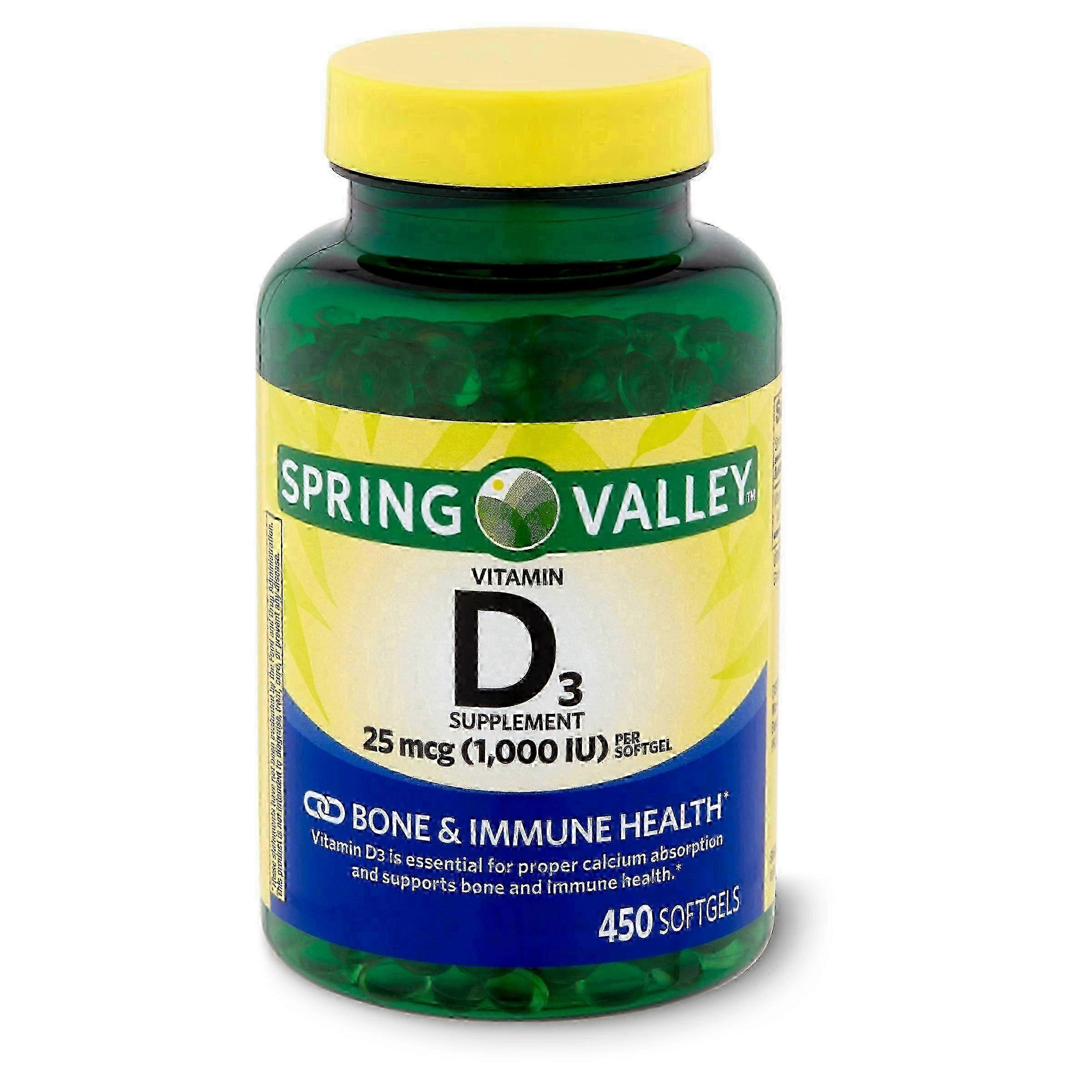 Cápsulas de Vitamina D3 Spring Valley, 1000 Iu, 450 Ea
