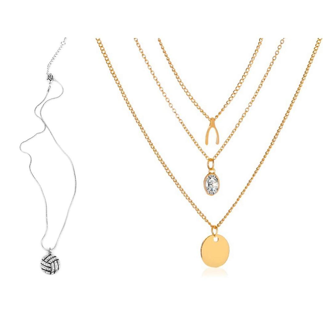 Three Layer Necklace New Zircon Disc Multilayer Necklace