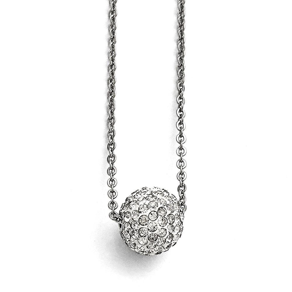 Fermoir en acier inoxydable fantaisie homard émail blanc poli avec cristaux w/2 pouces Ext. collier 16 pouces pendentif-collier