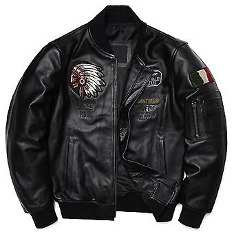 New Indian Embroidery Genuine Leather Baseball Uniform Men's Fashion