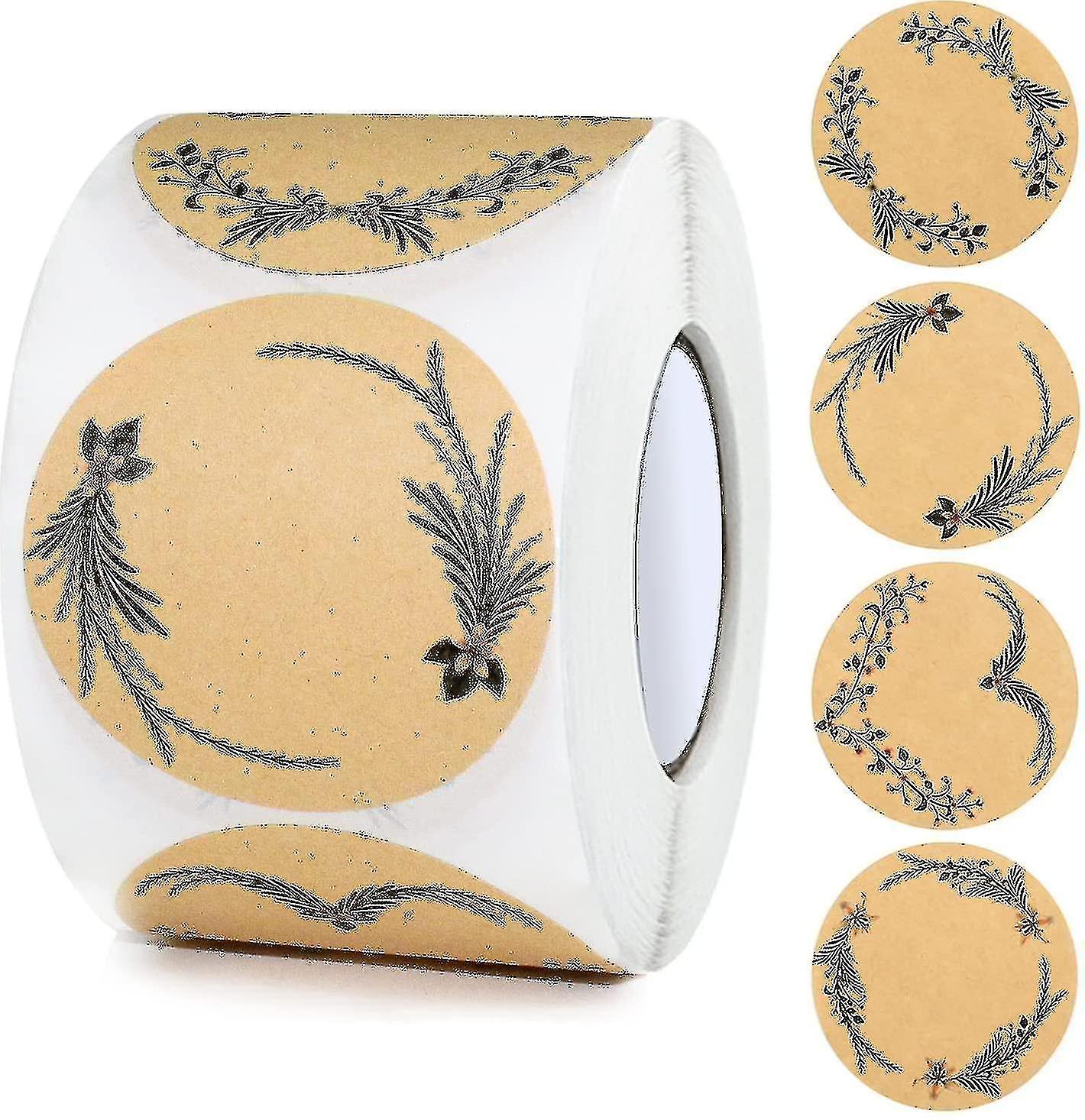 500 Pieces Kraft Paper Stickers, Self-adhesive Labels 5 Cm, Jam Jar Stickers