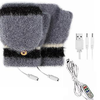 Gants chauffants électriques USB Gants chauffants double face Gants rechargeables imperméables à l’eau réglables avec Ther