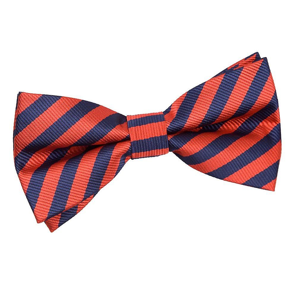 Navy Blue and Red Thin Stripe Pre-Tied Bow Tie