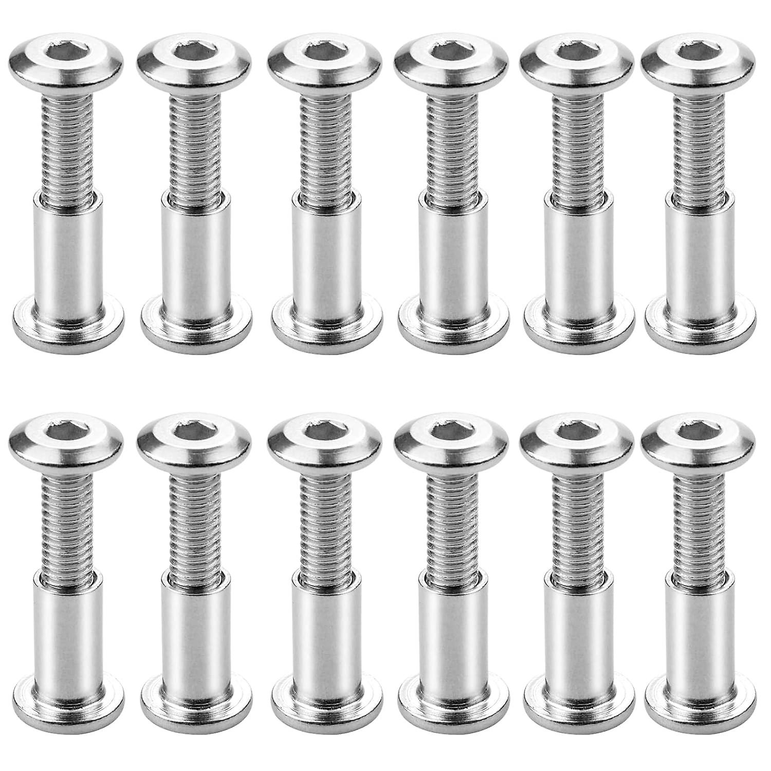 12Pcs M6 x 20mm Binding Screws Connecting Screws with Bolt Hex Socket Fastener Bolts Flat Head Binding Bolt with Sleeve Nut for Connecting Cabinets,