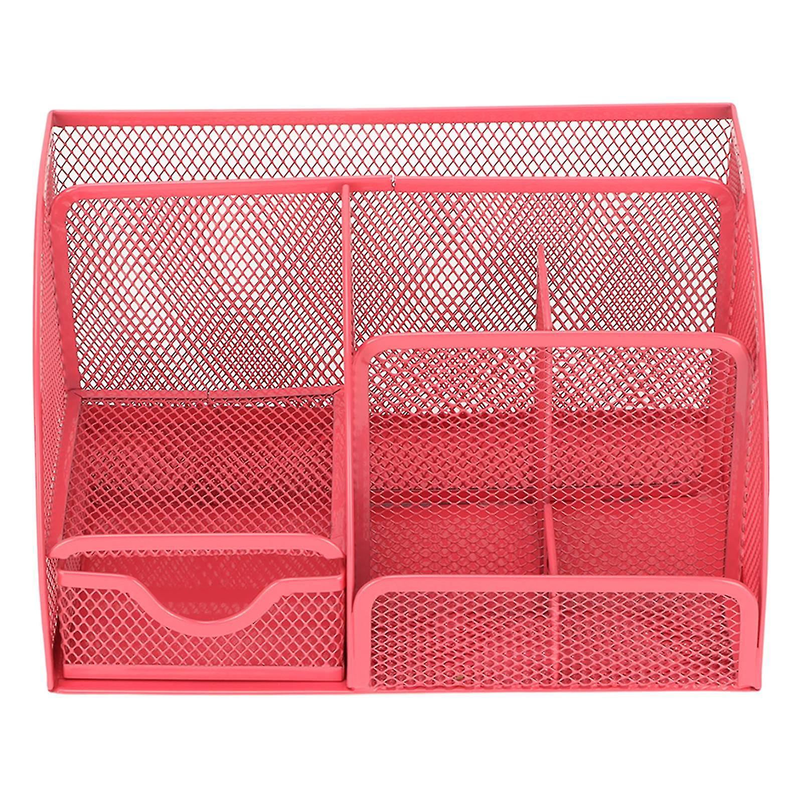 Versatile 7-Compartment Iron Wire Pen Holder for Desk Organization