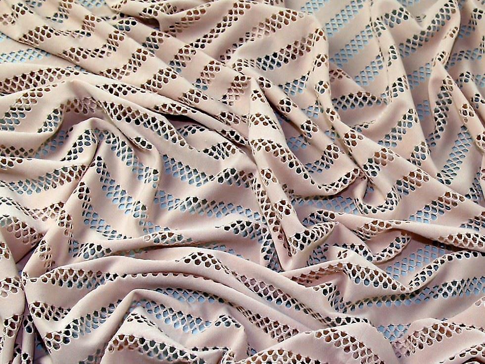 Minerva Ladder Textured Stretch Knit Fabric Beige - per metre
