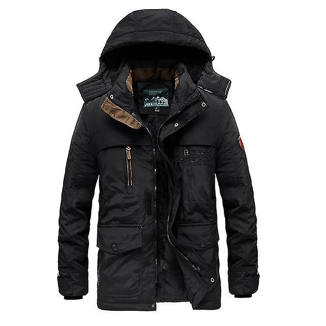Winter Jacket Men Thicken Fleece Jackets - Black