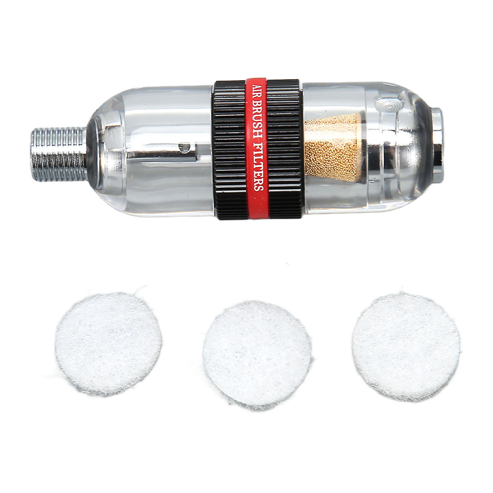 Water-Oil Separator with 3 Cotton Filters, Easy to Install, Replacement Filter for Airbrush, Black