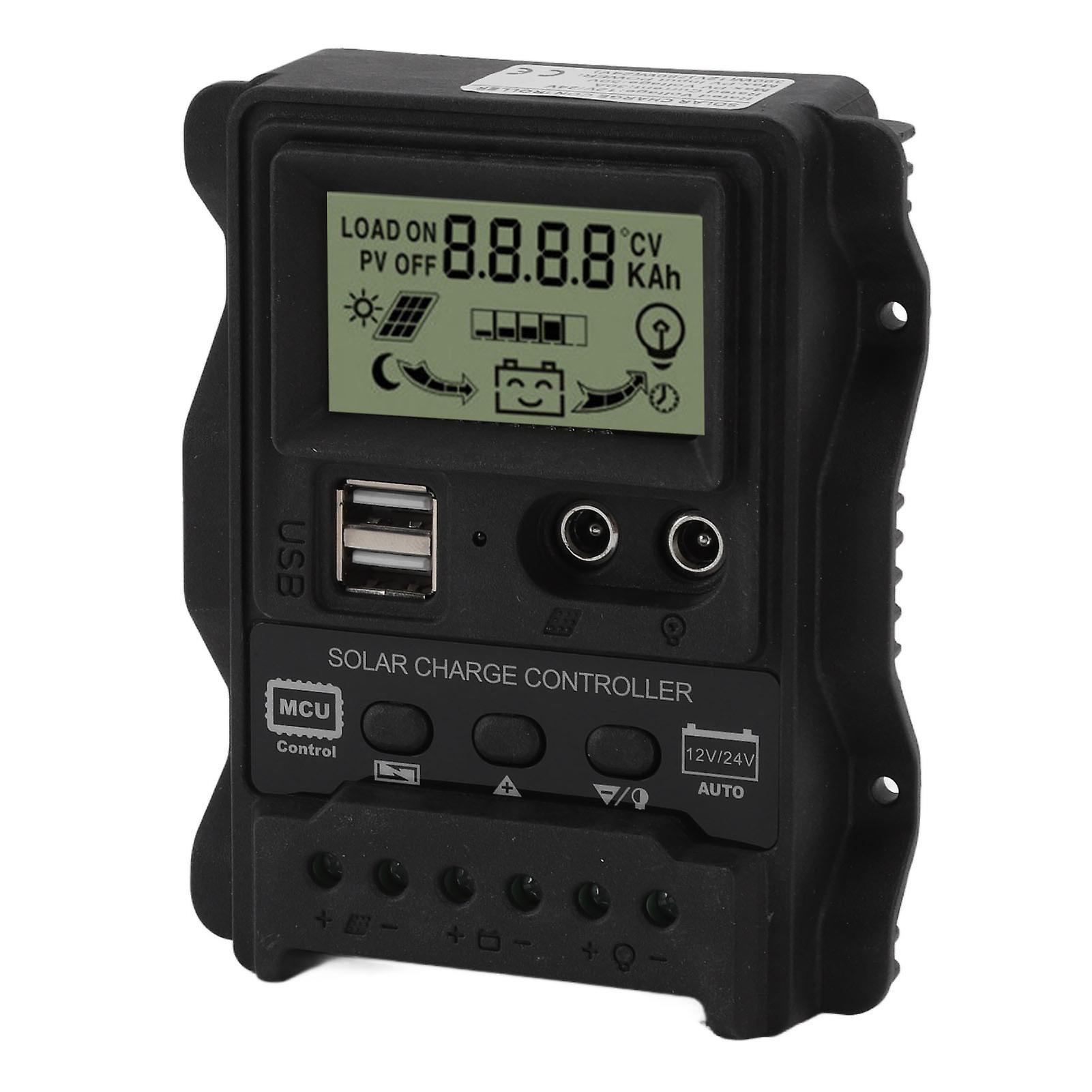 Solar Charge Controller K1688 PWM Dual DC with Black Shell Solar Panel Regulator for Home(30A)