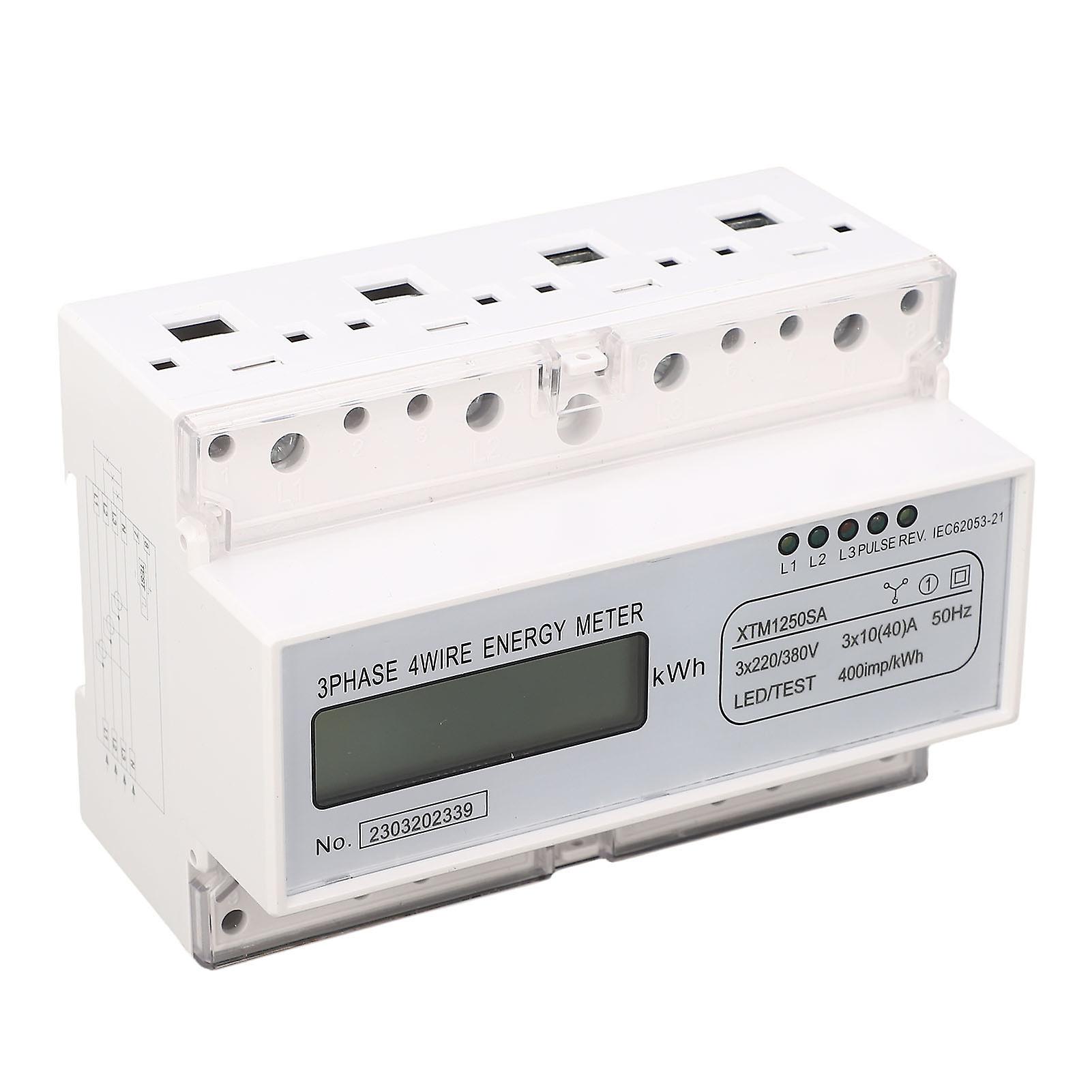 3 Phase 4 Wire Energy Meter 7 Digit LCD Display Voltage Power Current Voltmeter Ammeter Monitor 3x220V 380V 
