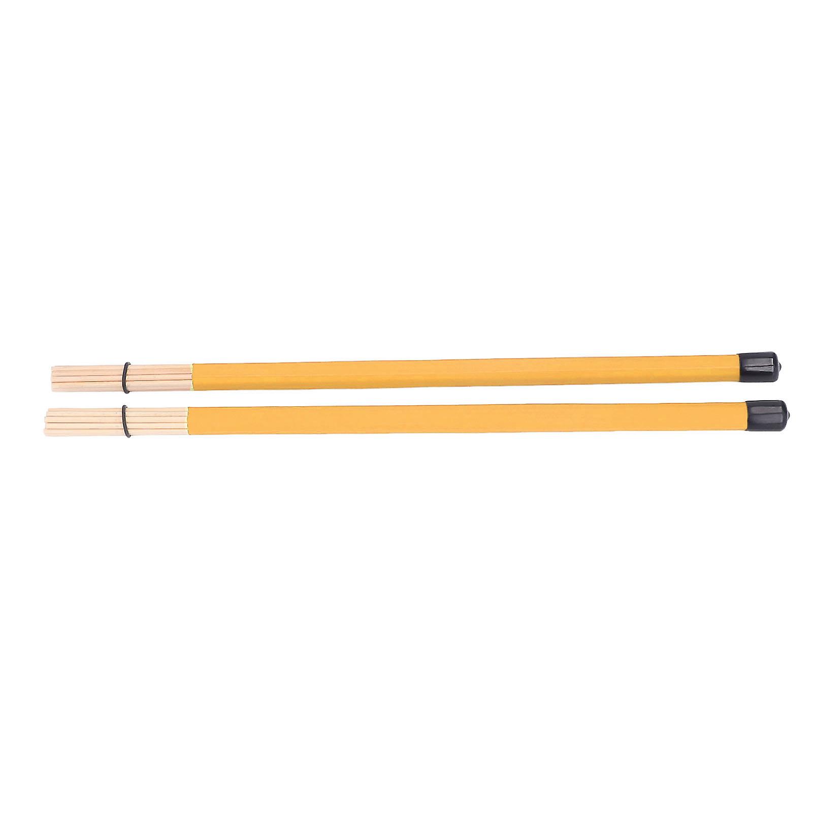 2Pcs Jaune Bambou Tambour Brosse Baguette Maillet Percussion Set
