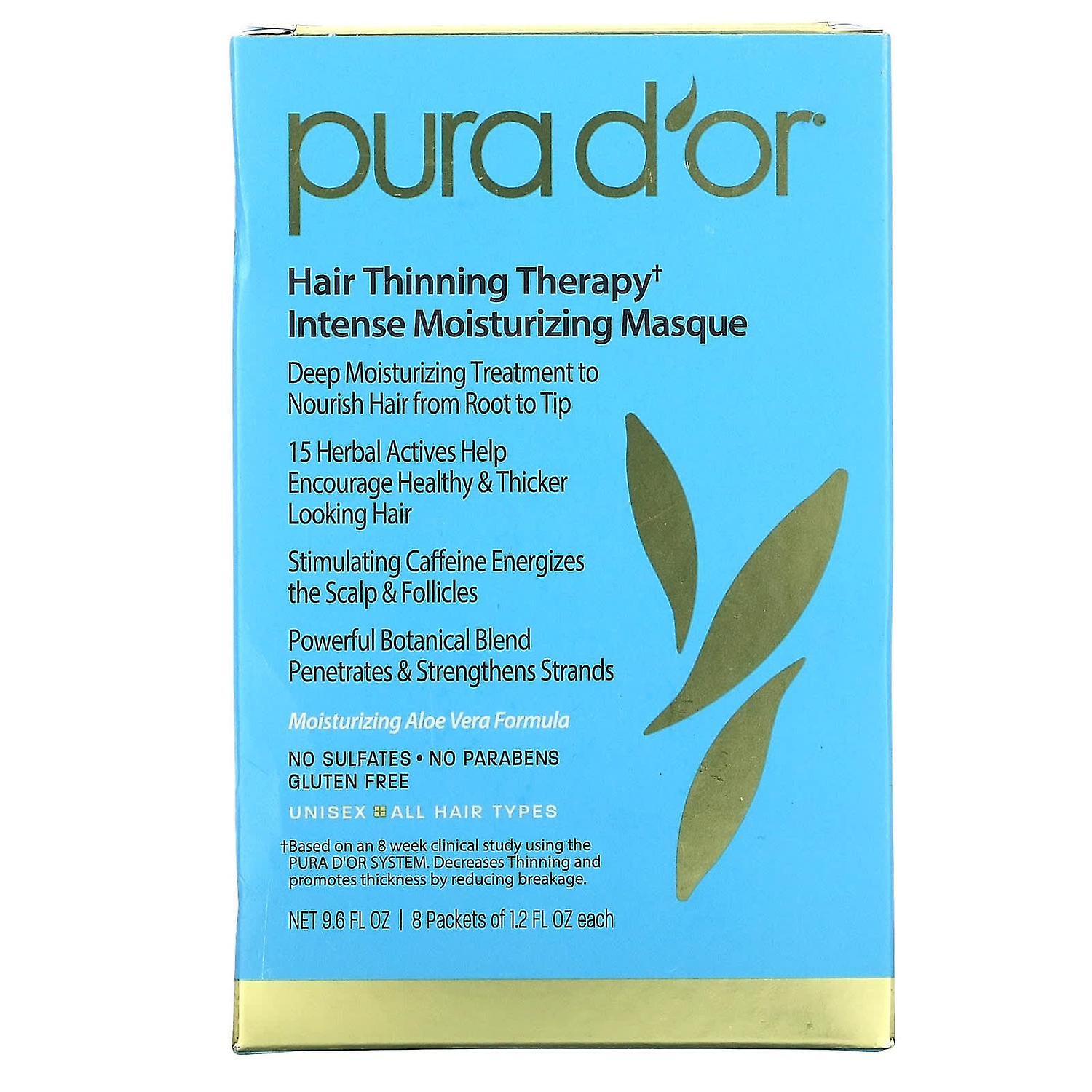 Pura D'or, Hair Thinning Therapy, Intense Moisturizing Masque, 8 Packets, 1.2 fl oz Each