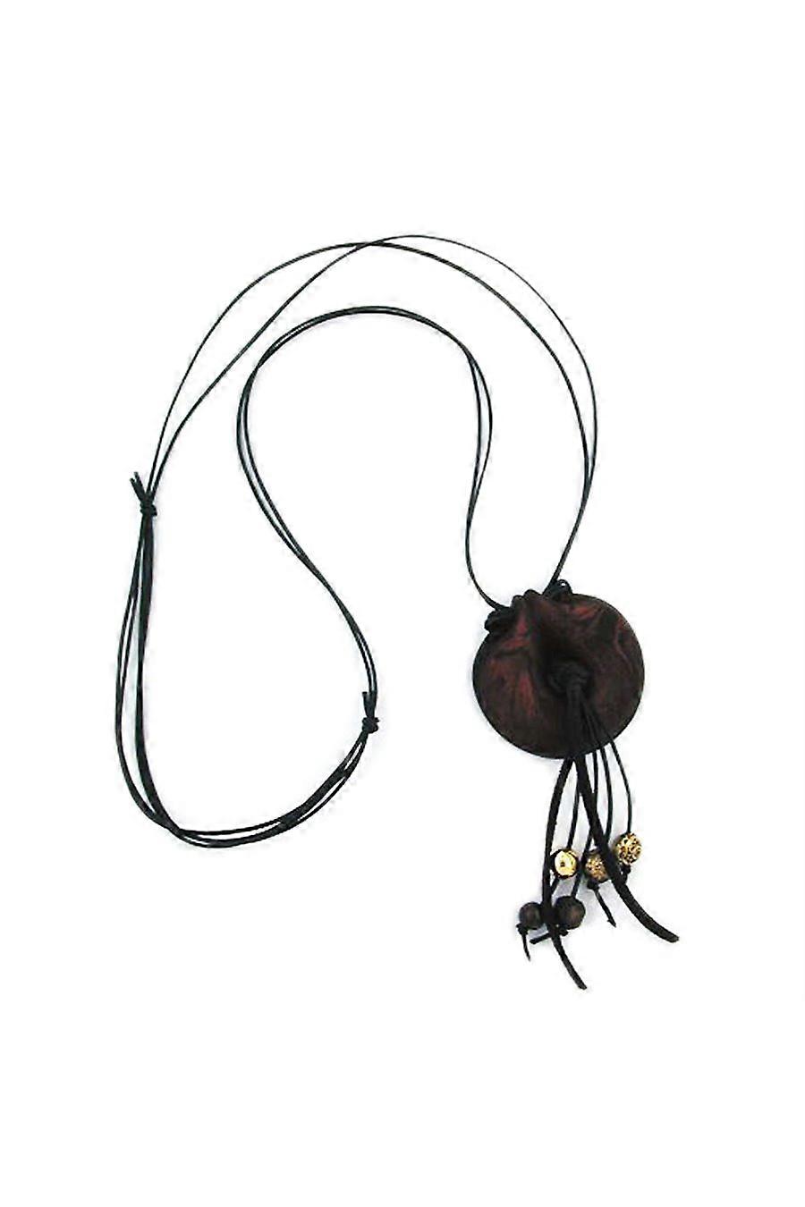 Necklace Rings Brown-blacke Matte 100cm - Gl07532