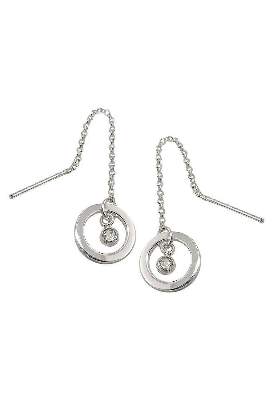 Thread Earrings Ring+zirconia Silver 925 - Gl93944