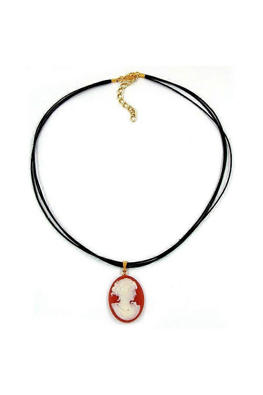 Necklace Cameo White/salmon-red - Gl01807