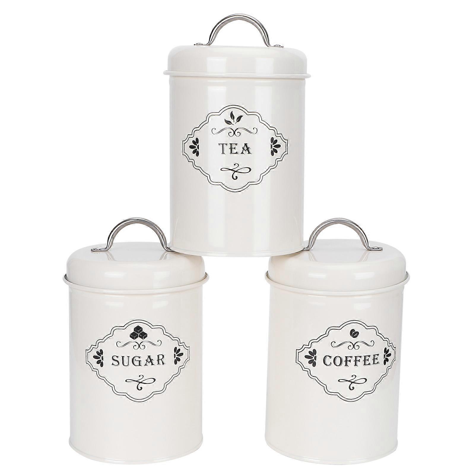 3Pcs/Set Kitchen Storage Jars Sugar Coffee Tea Canisters Food Sealed Storage Container
