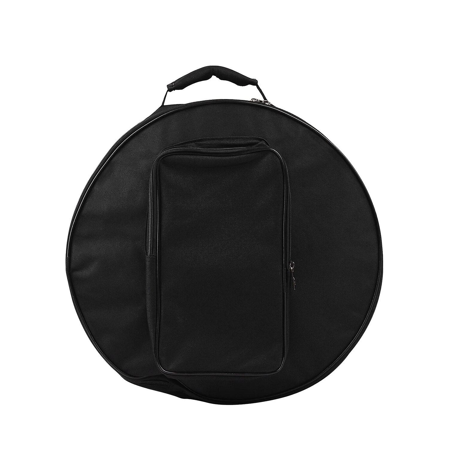 Compact Snare Drum Bag Backpack Case With Shoulder Strap Outside Pockets Musical Instrument Accessory Black