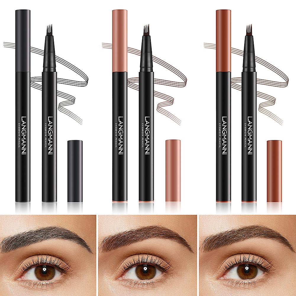 Waterproof Eyebrow Brush with 4 Tip Sweat-proof Eyebrow Filler Pencil for All Skin Types
