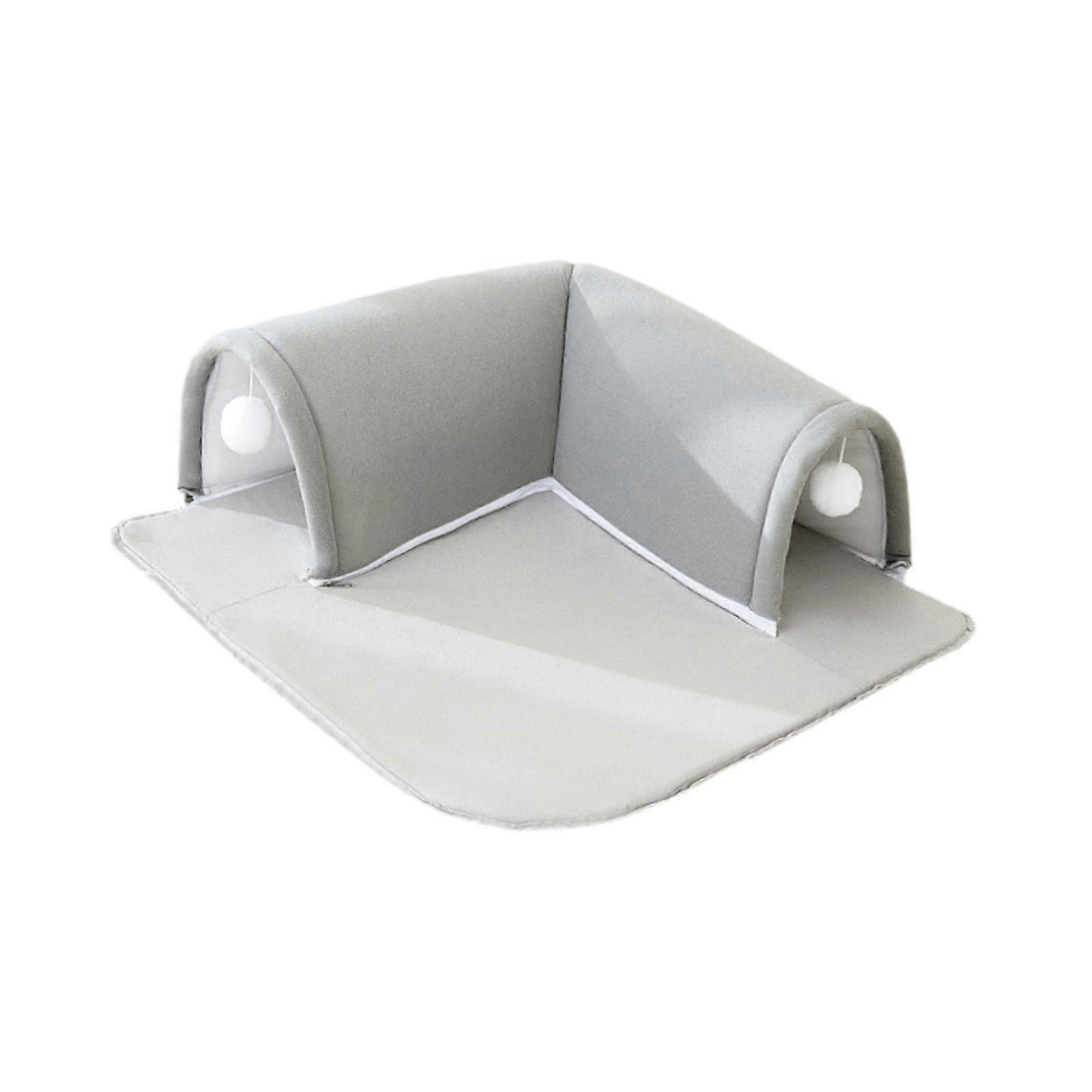 Cat Tunnel and Bed Portable Cat House Washable with Ball for Cat Kitty Relax Gray S