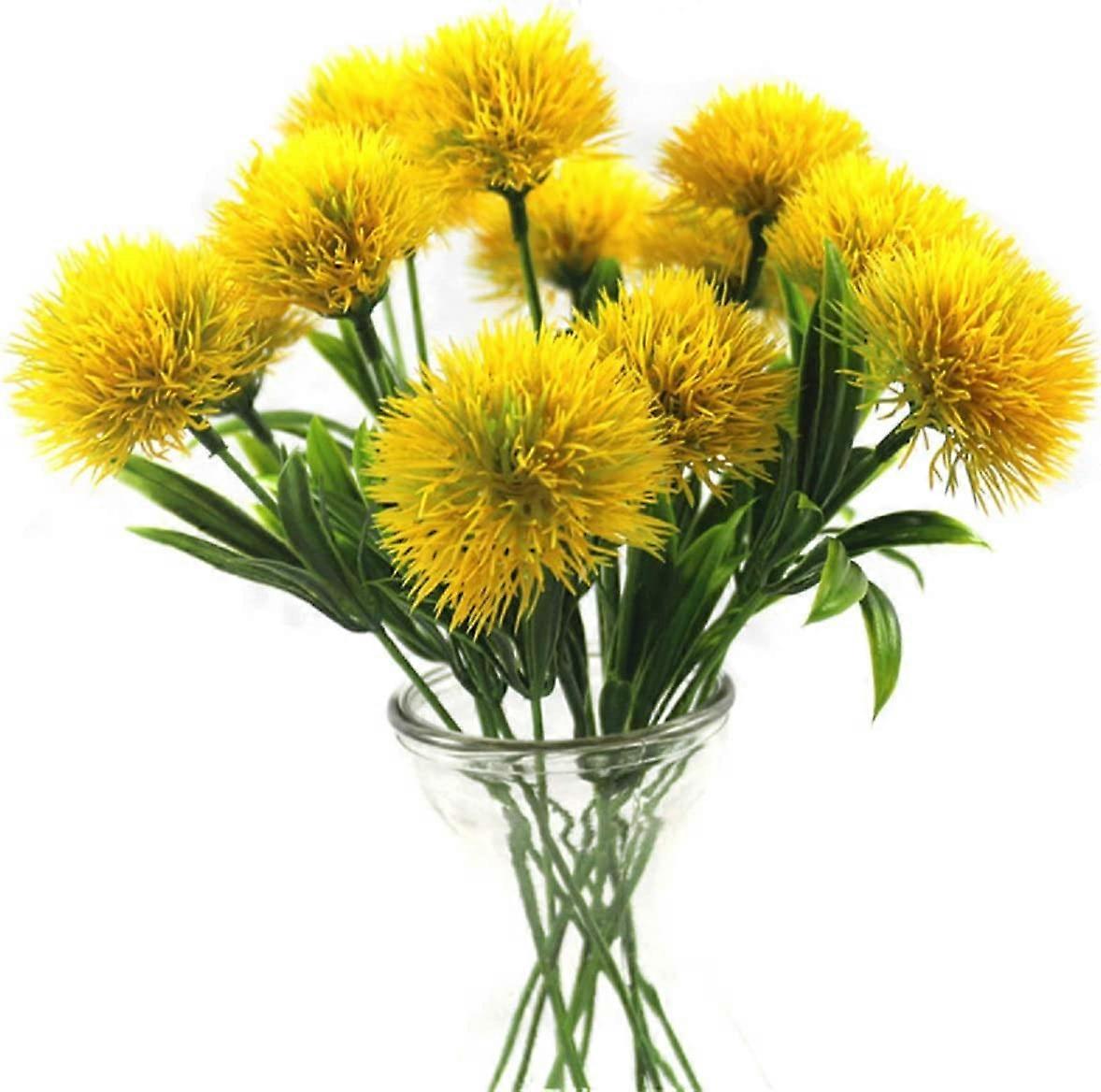 10 Pcs Artificial Flowers Dandelion Plastic Flower Bunch (Yellow)