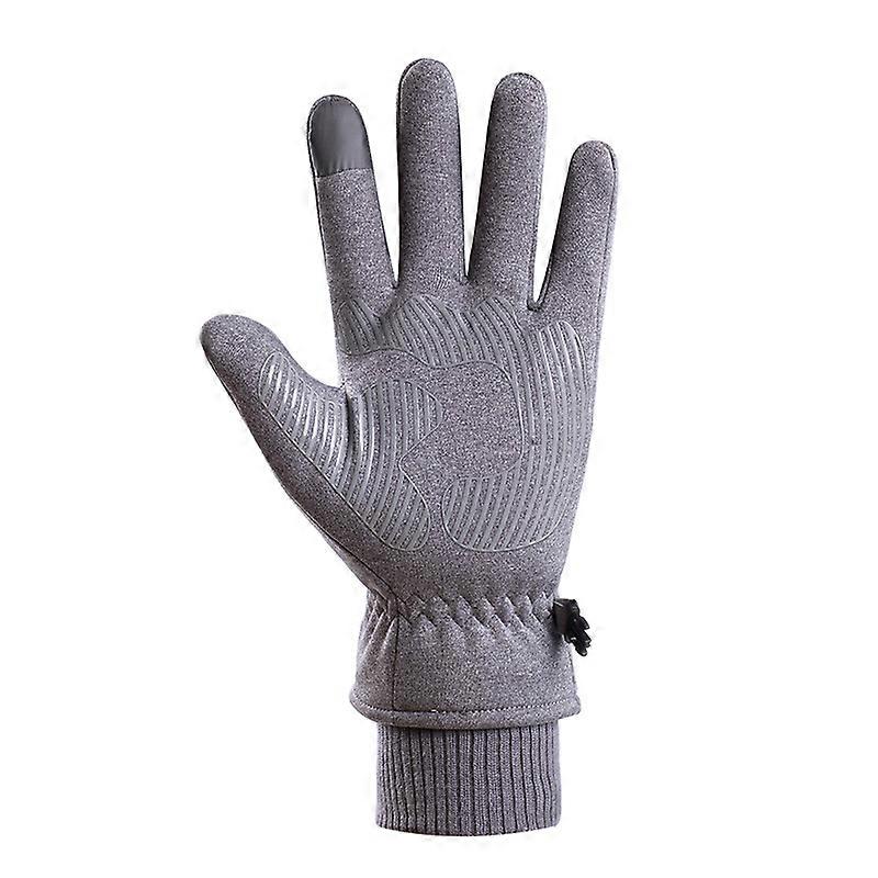 Outdoor Touch Screen Riding Warm Full Finger Ski Mountaineering Gloves,grey