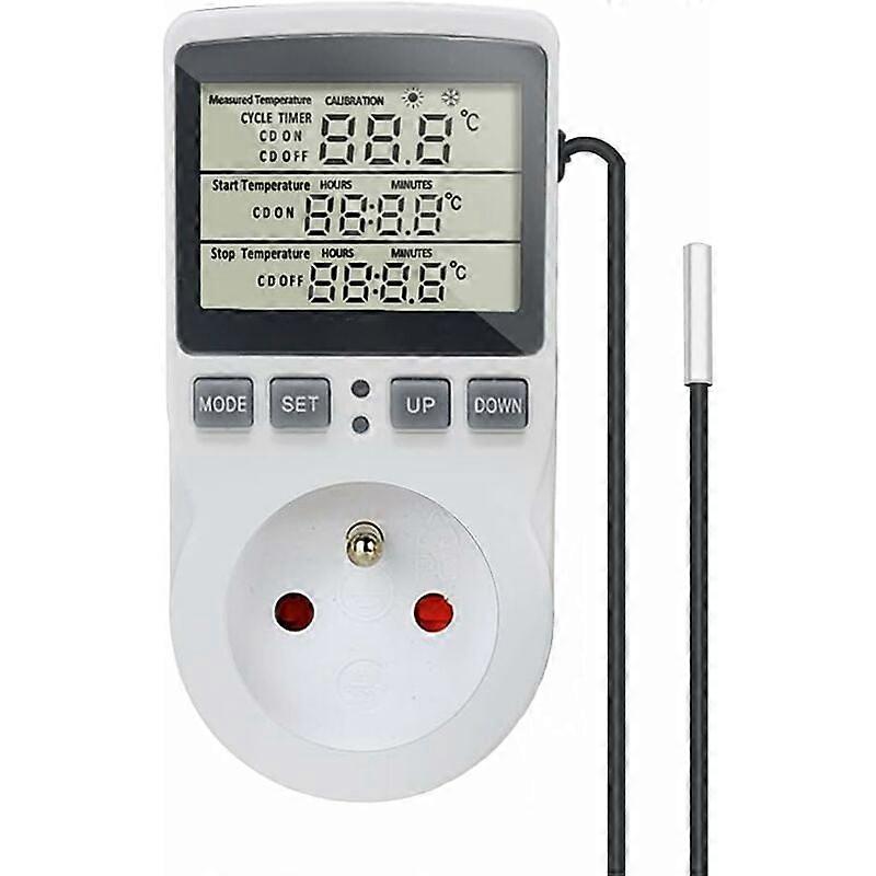 Digital Thermostat Temperature Controller Socket 230V 16A with Sensor Heating Refrigerator Thermostat Regulator for Greenhouse Reptile Terrarium Home