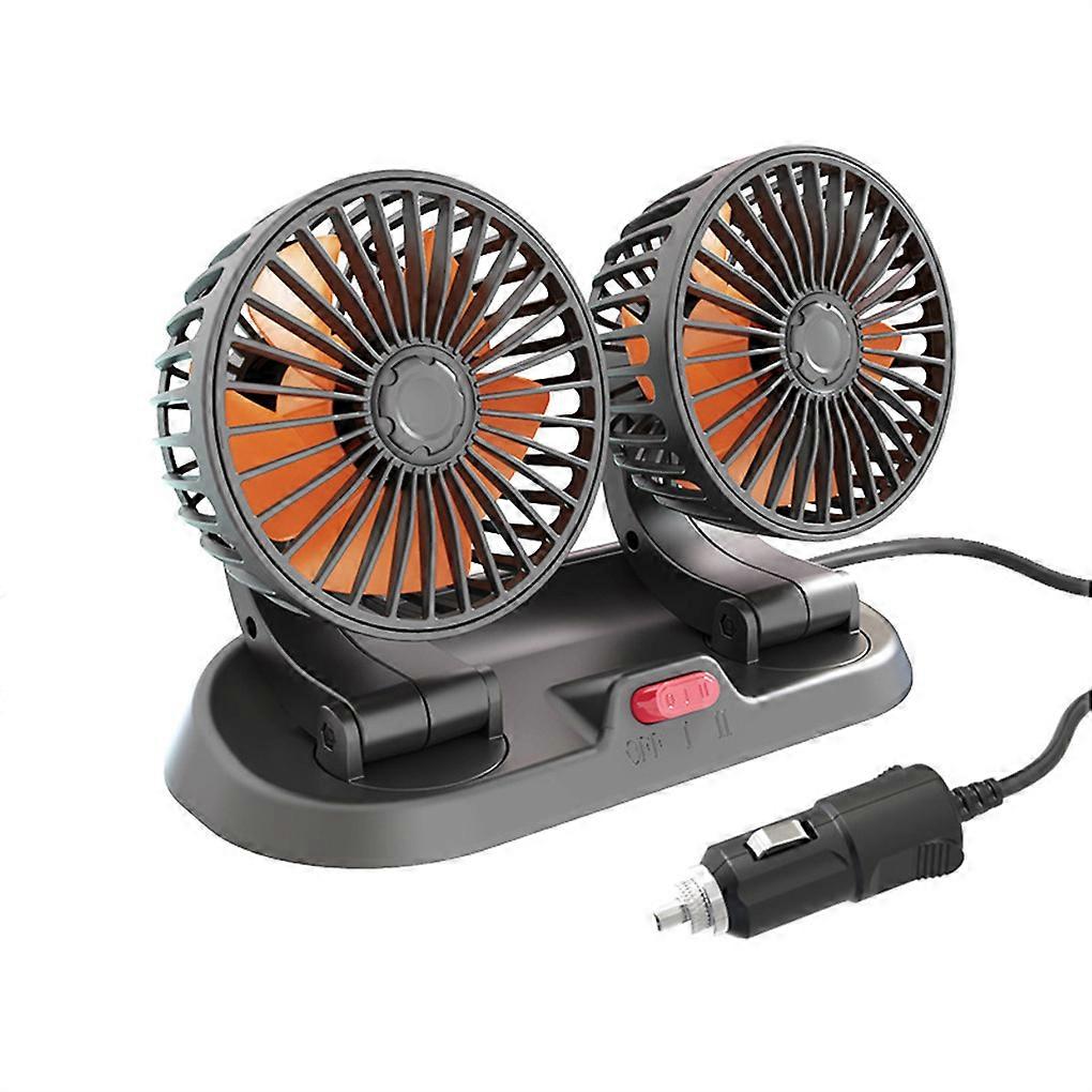 LBQ Car Dashboard Fan Adjustable Dual Head Electric Rotatable Auto Air Circulation Cooling Quiet Self-adhesive Cool Fans