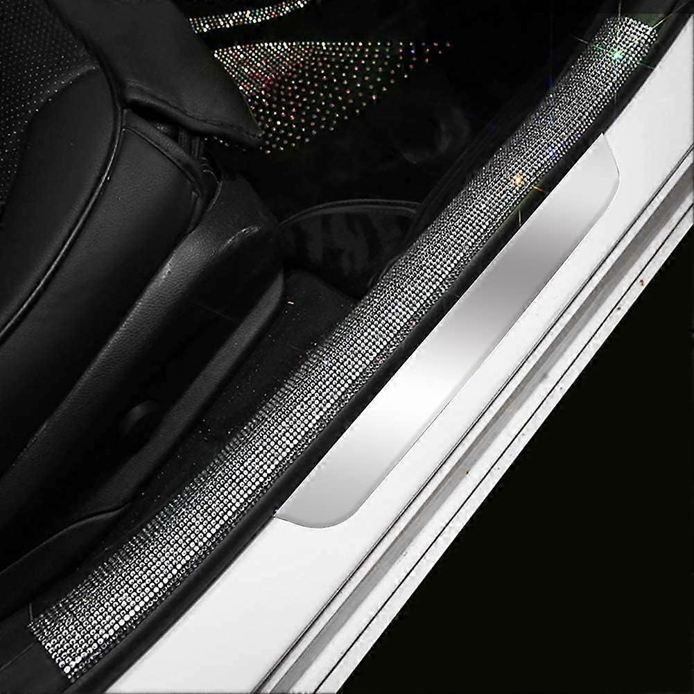 Rear Bumper Protector Guard DIY Universal Bling Crystal Rubber Scratch-Resistant Trunk Door Entry Guards Accessory Trim