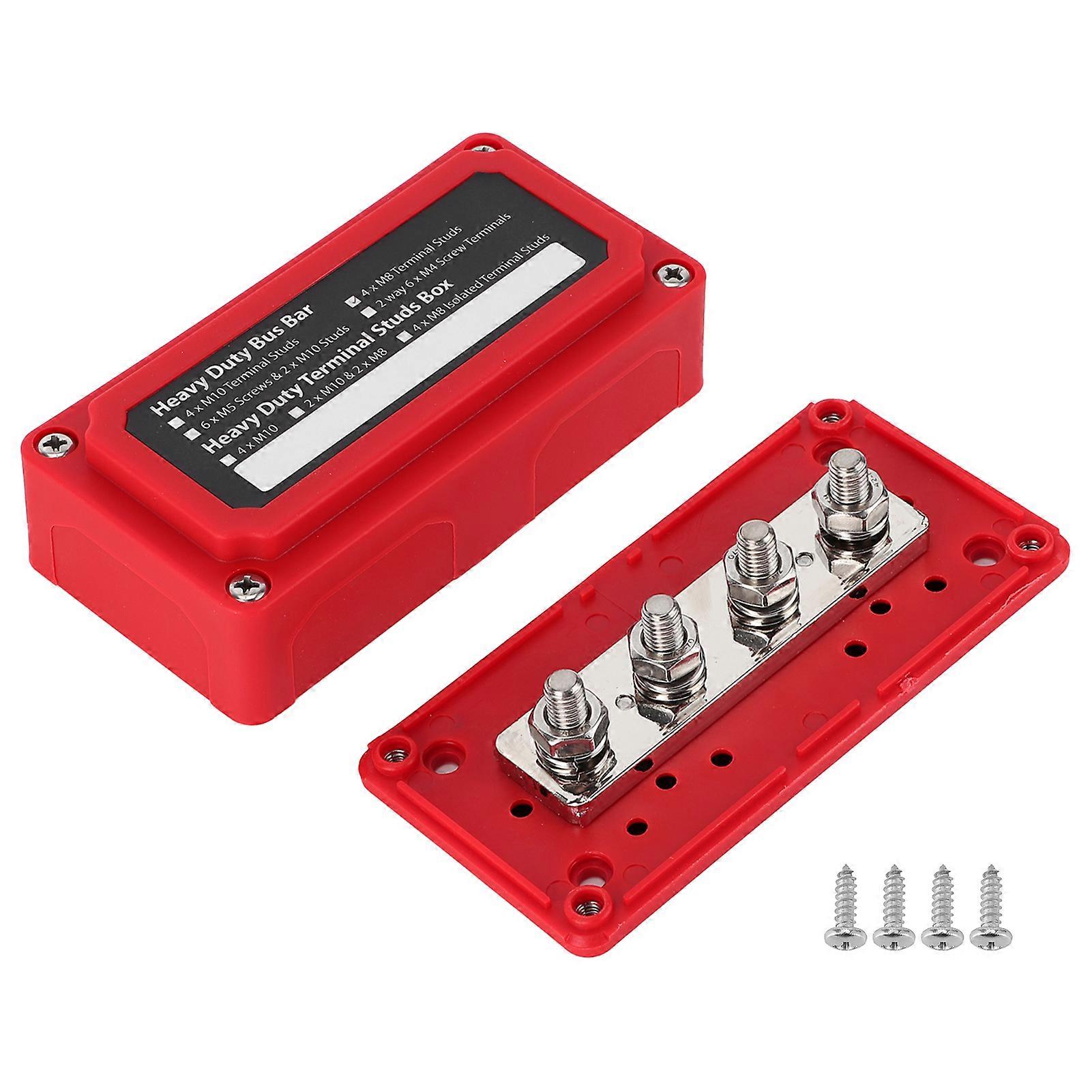 300A Bus Bar Power Distribution Box 48V DC 4 Studs Universal for Car Ship Boat RVRed E2U412