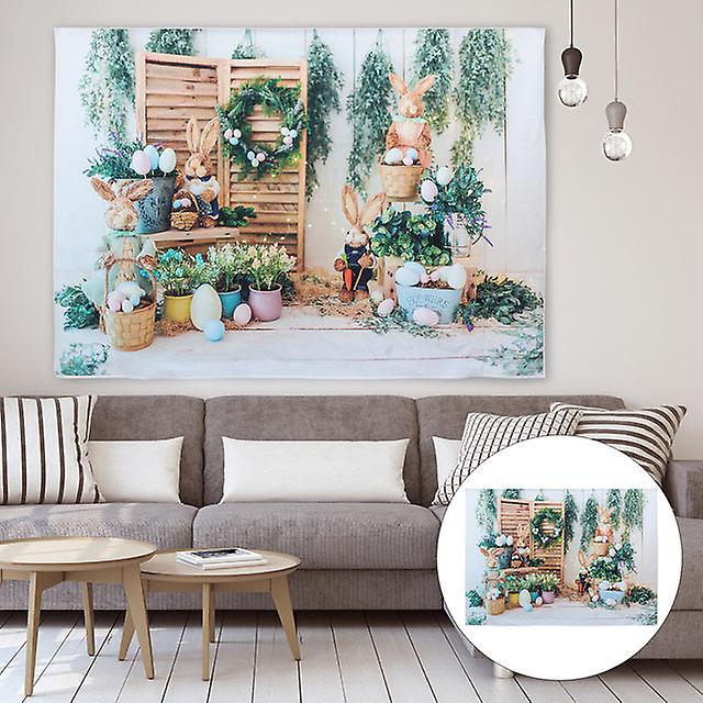 Bunny Egg Flowers Scene Backdrop Photography Background Easter Party Decoration