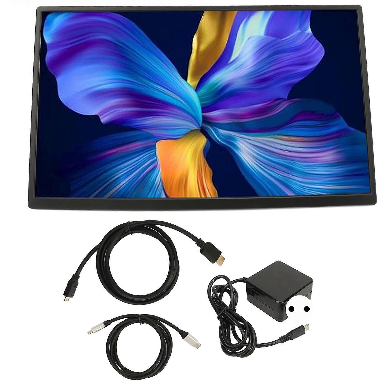 18.5inch Portable Monitor Type C 120hz 1080p Dual Speakers Ips Display For Computer Cell Phone Eu Plug 100240v