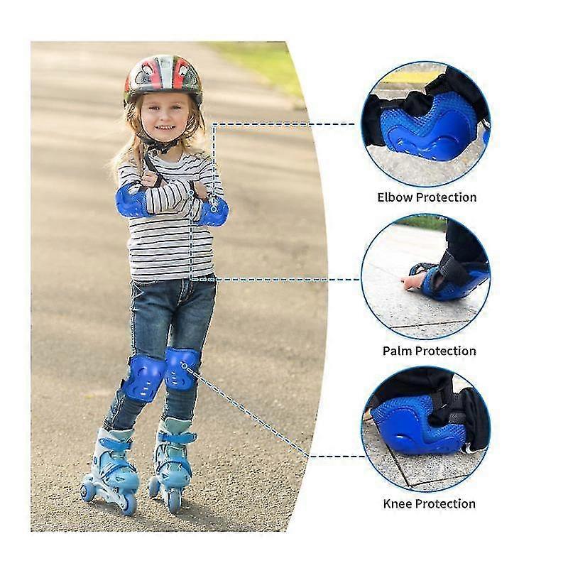 Jianghuo ילדים / נוער כרית ברך מרפק רפידות פרק כף היד מגינים סט ציוד מגן עבור גלגיליות גלגיליות רכיבה על אופניים סקייטבורד רכיבה על קטנוע מוטבע ספורט, כחול / W