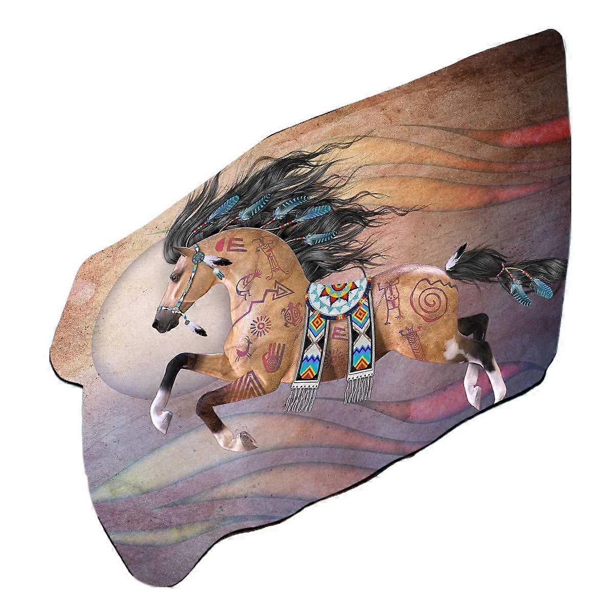 Native American Horse with Native Art Microfiber Beach Towel