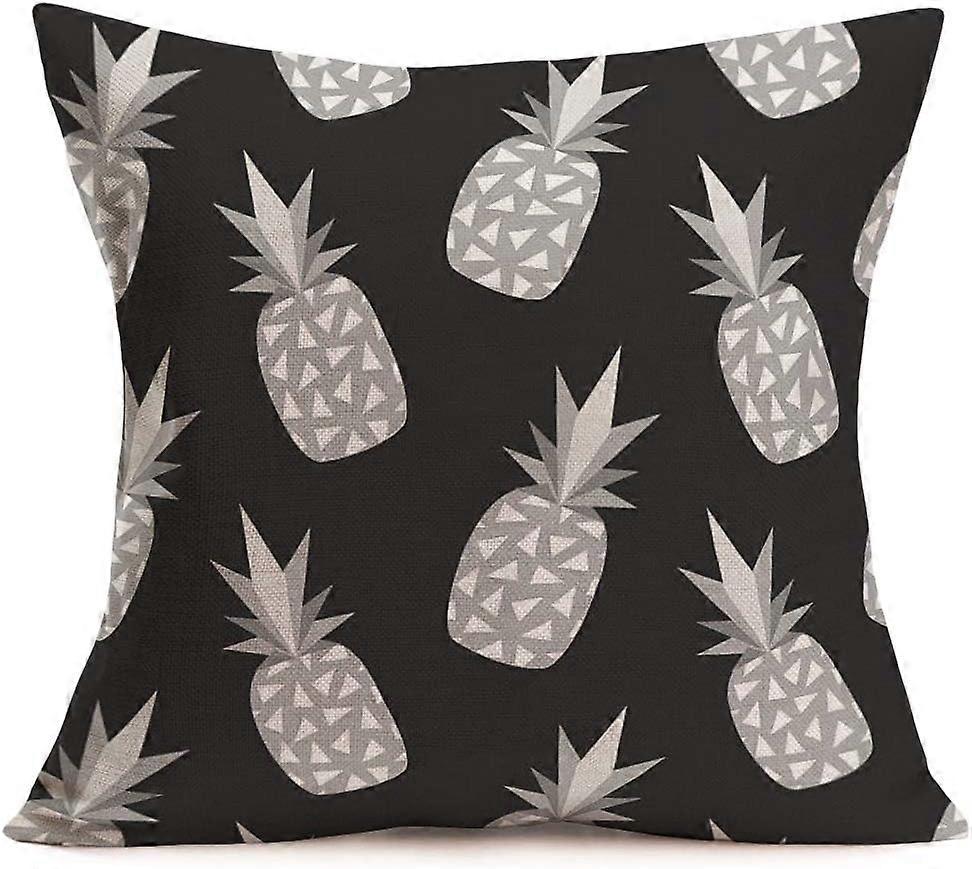 枕カバー夏カラフルフレッシュパイナップルトロピカルフルーツコットンリネンスロー枕カバークッションカバー屋外の家のソファソファ装飾的な正方形18