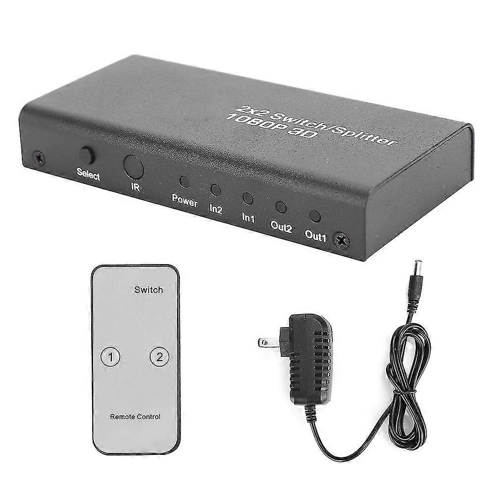 HDMI Switcher Splitter 2-in 2-out Black 1080P 3D Video compatible with PS3/PS4/Notebook(US 100-240V)Black Plug-YM_Sep