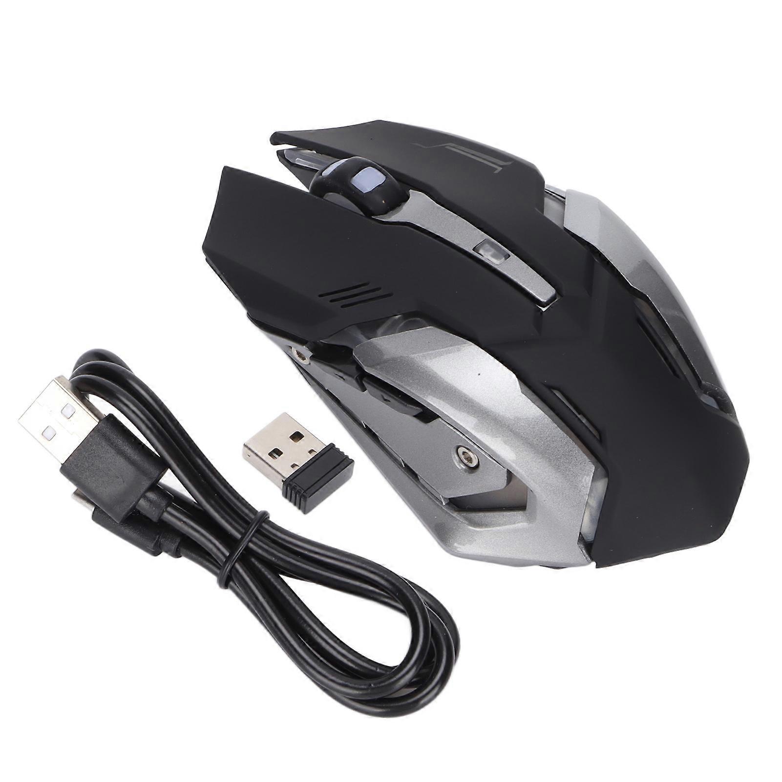 USB Mouse 7 Colors Breathing Light 3 Speed DPI Adjustable Dual Mode 6 Buttons Wireless Mouse with Receiver for Computer