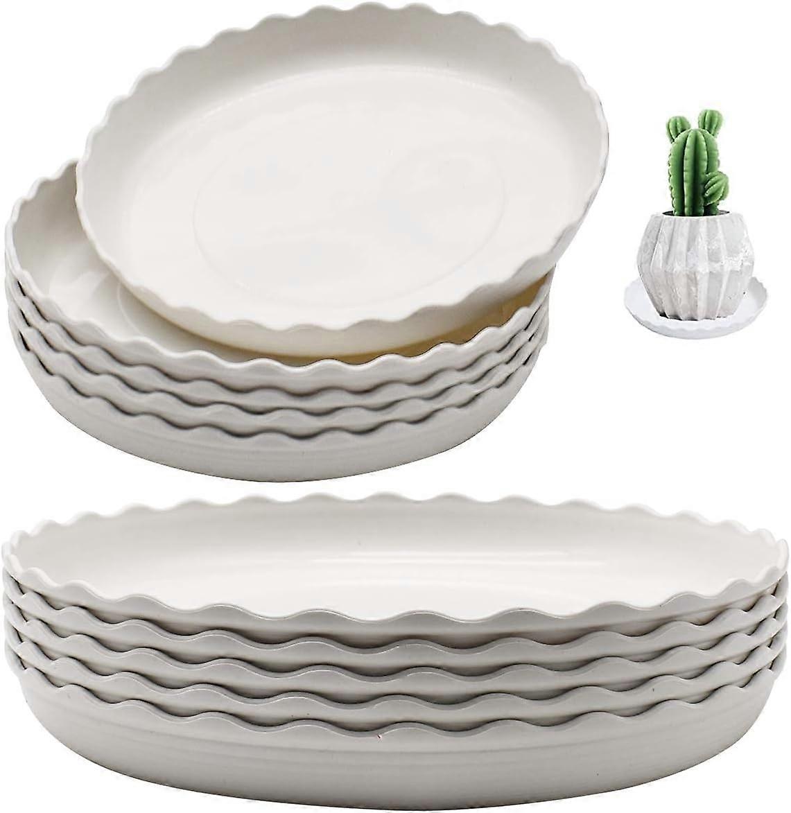 Nirvana 10 件式植物碟子塑料碟可重复使用的花盆碟圆形碟托盘，适用于室内和室外植物（17.5 厘米和 25.5 厘米）