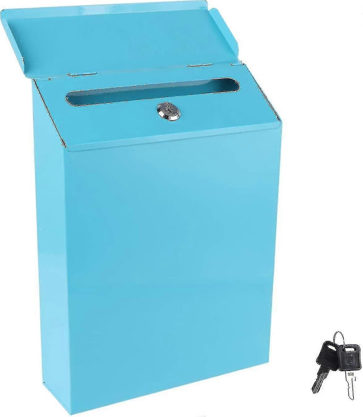 Vintage Mailbox Wall Mount Retro Style Mailbox That Locks On House Gate Decoration Blue