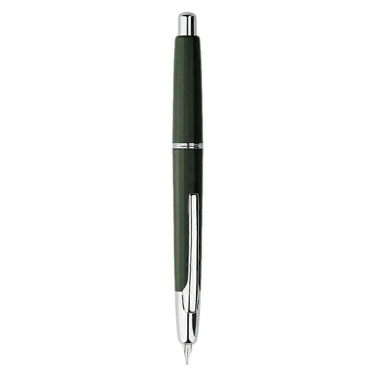 Press Resin Fountain Pen Extra Fine Nib 0.4mm Ink Pen Converter for Writing Gift Green(Silver Clip)